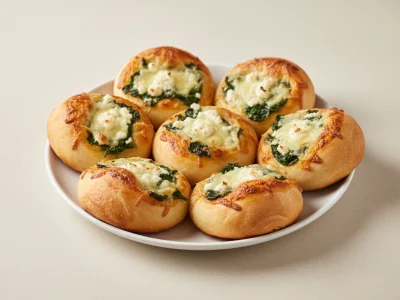Pizza-Brötchen 8 mit Spinat & Fetakäse